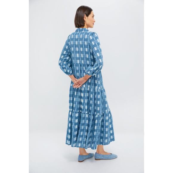 POMANDER PLACE Blue Ikat Mabel Maxi Dress Size M NWT Retail $158 Tuckernuck - Picture 2 of 10
